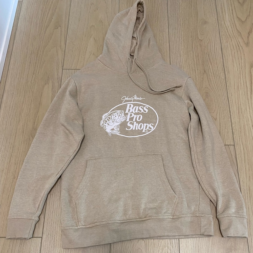 Bass Pro Shops women’s Beige/Tan Crewneck Hoodie with White Logo